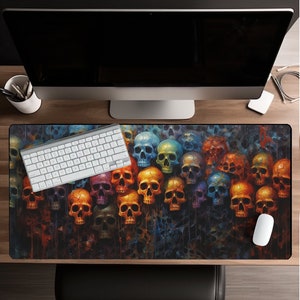 Gothic Dark Skull Aesthetic, gaming Mouse Pad, Dark Noir Mousepad, Gothic Desk Mat, big gaming mouse pad XXL, Scary Desk Mat, Gamer desk mat