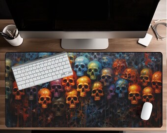 Gothic Dark Skull Aesthetic, gaming Mouse Pad, Dark Noir Mousepad, Gothic Desk Mat, big gaming mouse pad XXL, Scary Desk Mat, Gamer desk mat