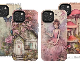 Cottagecore, Mushroom Magic Fairy Aesthetic, Floral Phone Case, Cover for, iPhone Case, Samsung Galaxy Case, iPhone 14 Pro Case, Butterfly