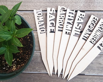 Holz Custom Garden, Gemüse, Kräuter, Blume, Pflanzenmarkierer | Pflanzenanhänger | Pantry Marker | Gartenstecker | Gärtner Geschenk | Garten Dekor