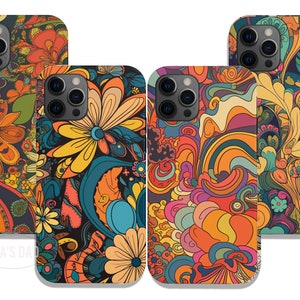 Aesthetic Groovy Floral Phone Retro Case psychedelic Cover for, iPhone Case, Samsung Galaxy Case, iPhone 13 Pro Case, iPhone 14 Pro Case