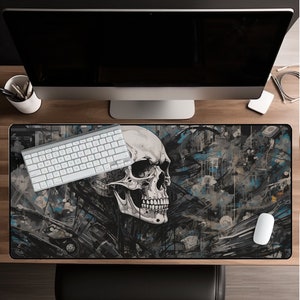 Gothic Street Skull Aesthetic,  Mouse Pad, Dark Noir Mousepad, Gothic Desk Mat, big gaming mouse pad XXL, Scary Desk Mat, Skeleton, Gamer