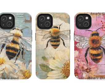 Bumblebee Aesthetic, Bee Phone Case, Floral, Flowers, Pastel, iPhone Case, Samsung Galaxy Case, iPhone 15 Pro Case, iPhone 14 Pro Case