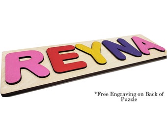 Puzzle del nome del bambino / Puzzle di corrispondenza dei colori / Giocattolo educativo / Regalo di 1 ° compleanno / 1 anno / Tavola occupata / Ragazza / 2 anni / Bambino