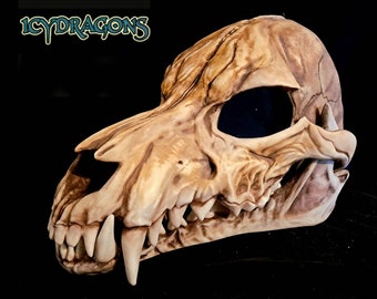 Skully Dark Wolf Detailed Canine Wearable Head 3D Printed Hellhound Skull Cosplay Fursuit Werewolf Film Carne Articulated Moving Jaw