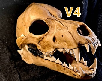 Skully Wolf Detailed Canine Wearable Head 3D Printed Advanced Skull Cosplay Fursuit Werewolf Furry Dog Bone Animal Decoration