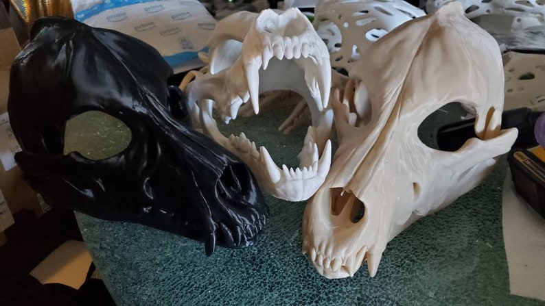 Skully Wolf Detailed Canine Wearable Head 3D Printed Advanced | Etsy