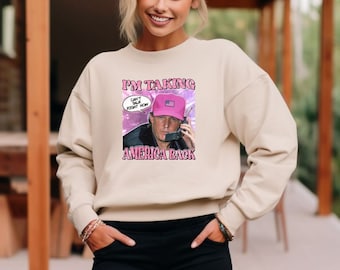 Trump Retro Cell Phone Crewneck Sweatshirt. Trump, America, Patriot, USA, Election 2024, Retro Trump Sweater,  Republican, Conservative