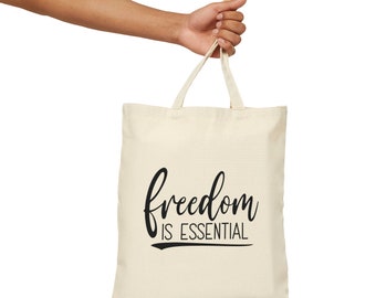 Freedom Cotton Canvas Tote Bag. Essential worker, freedom, usa, freedom of speech. conspiracy theorist, first amendment, second amendment