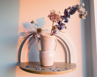 White double-handled handmade ceramic flower vase