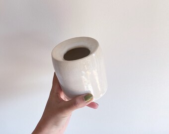White ceramic vase, minimalist handmade flower vase