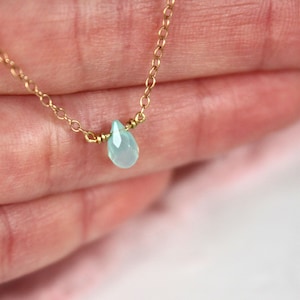 Natural Opal Necklace-Gemstone Necklace-Sterling Silver Chain 18k Gold Plated-Drop Pendant-Blue Opal-Dainty-October Birthstone-Eye Stone