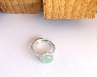 Genuine Aventurine Sterling Silver Ring-Aventurine Gemstone Ring-Natural Aventurine-Green Stone Ring-Minimalist Ring-Handmade Jewelry