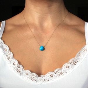 Genuine Turquoise Necklace-Gemstone Necklace-Simple Necklace-Minimal-December Birthstone-Dainty Necklace-Layered Necklace-Drop Stone