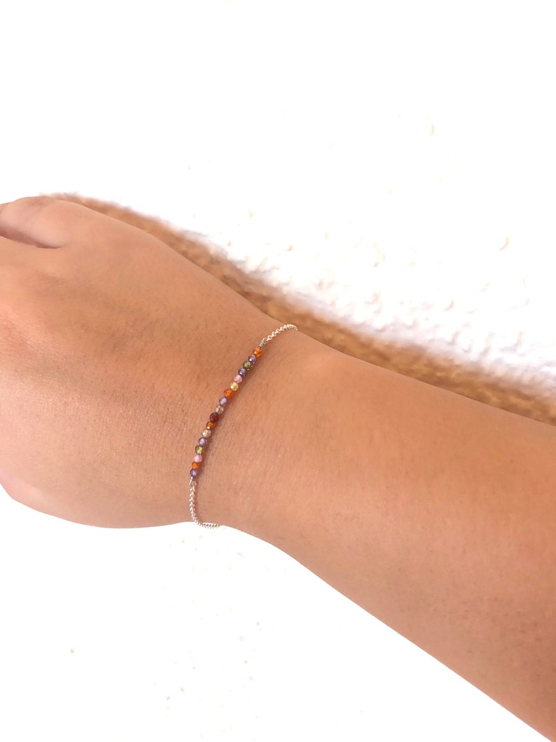 Multi Colored Zircon Beads Braceletrainbow Stonsbeads Jewelrybar