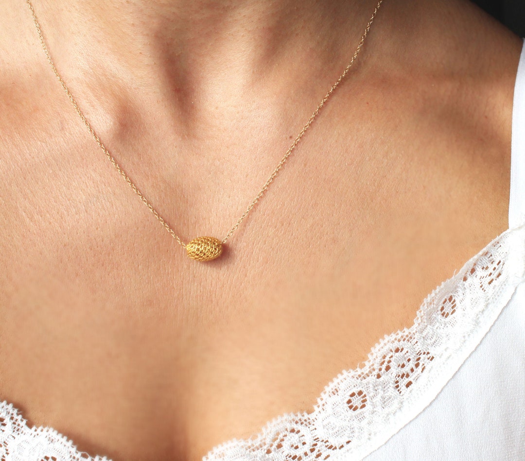 ネックレス・ペンダント 18K Gold Bead on Silver Flattened Ball Pendant Tangled Ball Necklace-sterling Silver 18k Gold Plated