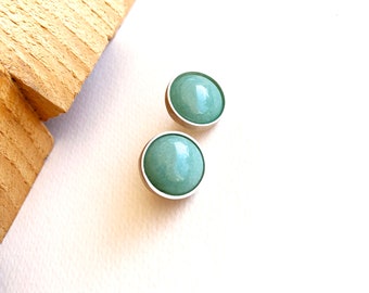Genuine Aventurine Sterling Silver Orecchini-Aventurine Gemstone Orecchini-Natural Aventurine-Green Stone-Minimalista Orecchini-Gioielli fatti a mano