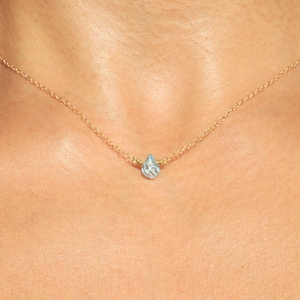 Blue Topaz Necklace-Gemstone Necklace-Sterling Silver Chain 18k Gold Plated-Drop Pendant-Blue Stone-Dainty Necklace-December Birthstone