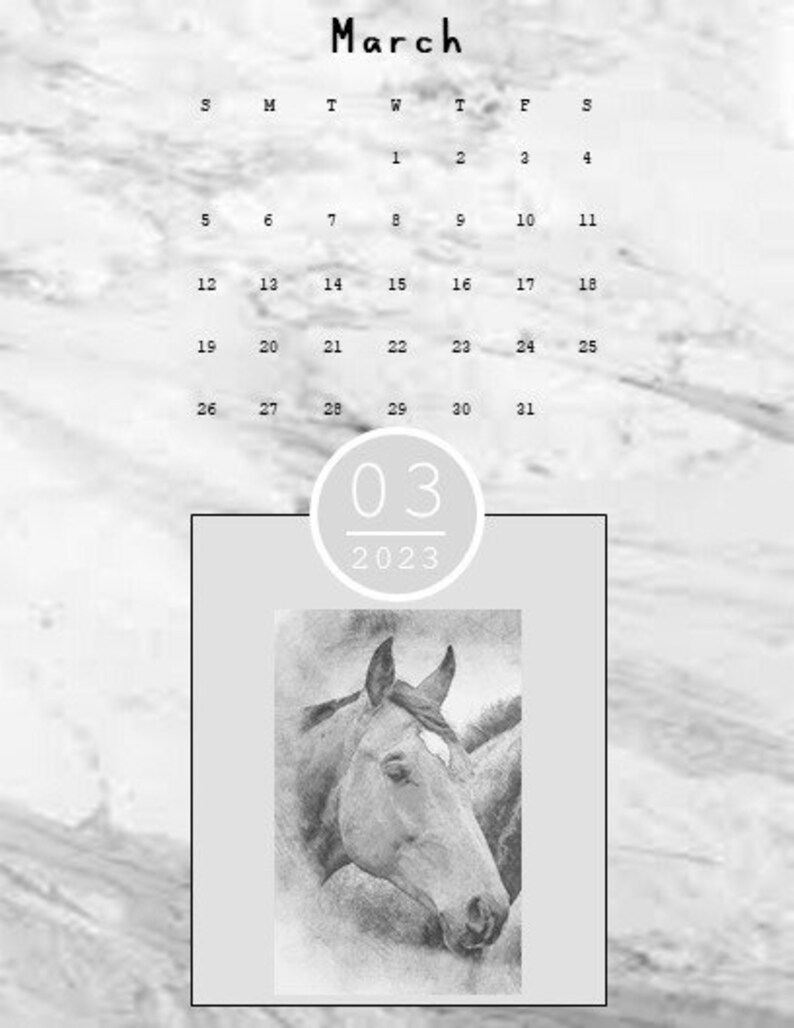 Horse Calendar 2023 Desk Calendar With Horse Inspired Painting 4.25x5.5