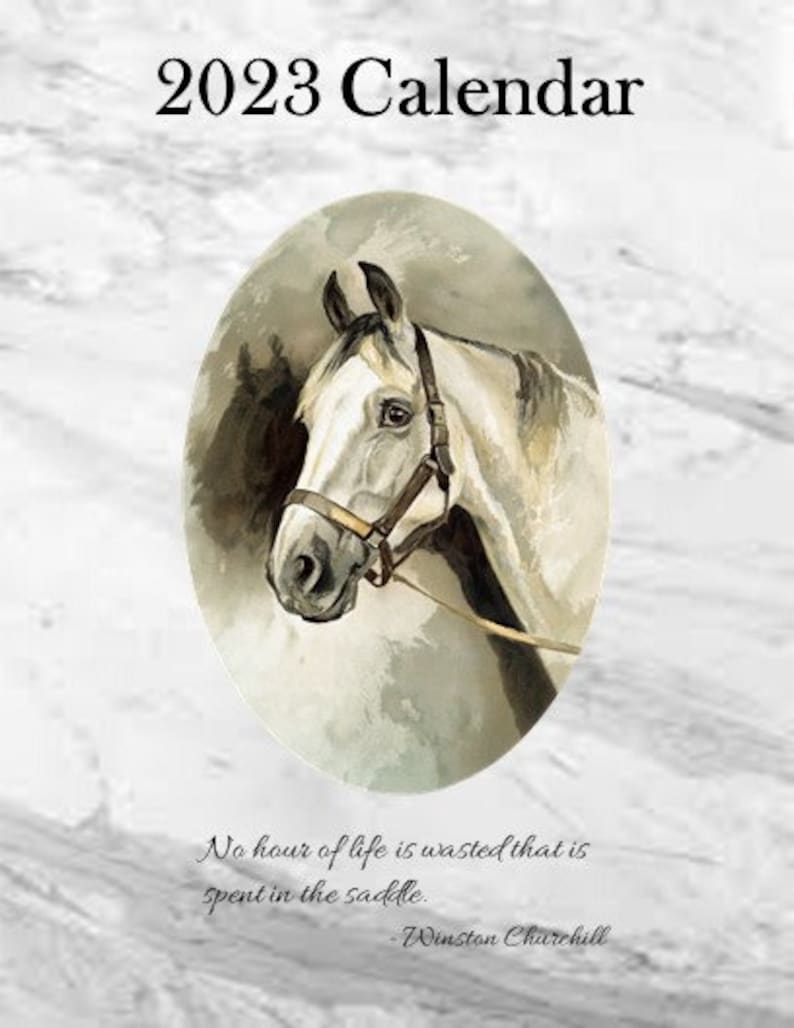 Horse Calendar 2023 Desk Calendar With Horse Inspired Painting 4.25x5.5