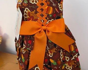 Turkey Print Dog Dress: Thanksgiving Pet Outfit