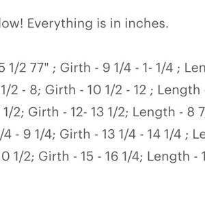 May include: Size chart for a garment, showing neck and girth measurements in inches for sizes XXS, XS, S, M, and L.  The chart also includes length measurements in inches.