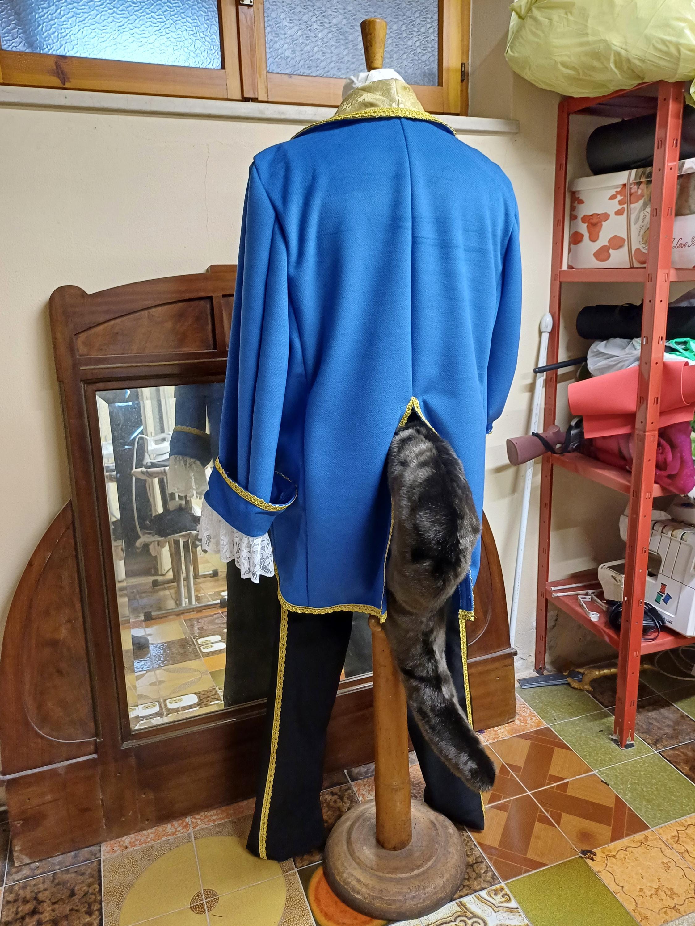 Beauty and the Beast Costume – Royal Blue Jacket, Gold Jacquard