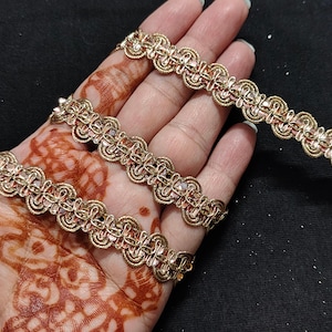 Rose Gold Sequin Gimp Ribbon Trim: Indian Costume/Lamp Decor