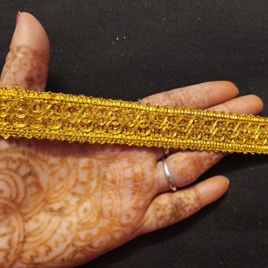op maat gesneden Indiase metallic gouden kleur trim, gouden sari trim, naairand, goud geweven trim, bruiloft sari trim, kostuum grens, gouden rand trim