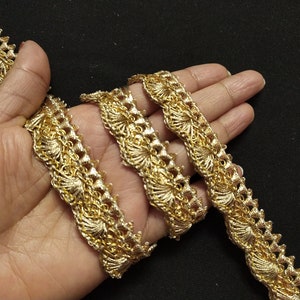 op maat gesneden Indiase metallic koperen gouden trim, koperen trim, koperen Sari trim, groothandel trim, koperen gouden bruiloft trim, koperen gouden Sint-jakobsschelpen trim