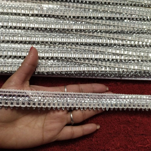 9 Yard Metallic Silver Indian Hand Work Fringe Ribbon Lace - Etsy