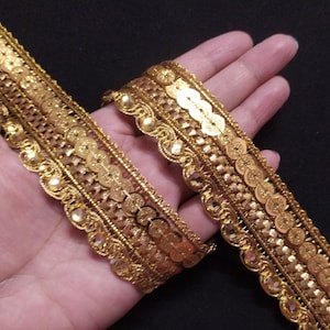 Schüttgut Indian Metallic Gold Farbe Gewebte Arbeit Pailletten Fransen Design Band Spitzenbesatz Verwendet In Verschiedenen Designing In Multi Artefakte