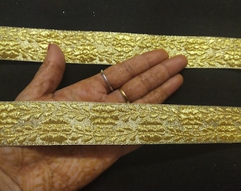 BY Yard Indian Metallic Beige Gold Color Trim, Beige Gold Trim, Wedding Sari Trim, Sewing Trim, Jacquard Trim, Costume Trim, Indian Trim.