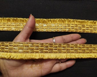 Gold Fringe Trim: Indian Sari Embellishment, Fabric Border