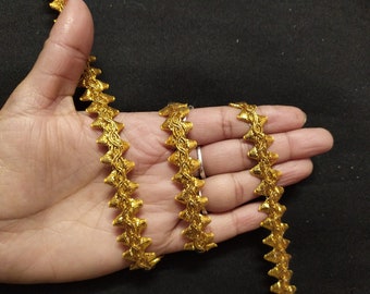 9 Yard Indian Metallic Gold Fringe Trim: Cut Work Fabric Costume Trim