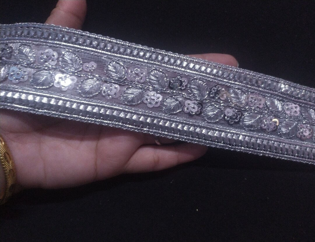 By Yard Indian Metallic Silver Color Trim, Silver Trim, Silver Net