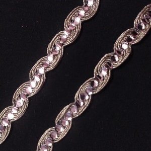 Rose Gold Sequin Ribbon Trim: Indian Gimp Lace, By The Yard