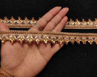 Rose Gold Beaded Trim: Indian Sari, Sewing & Handbag Embellishment