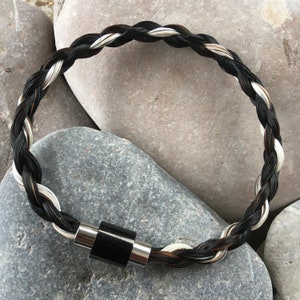 Two-tone bracelet braided from real horse hair a color mix for women and men Ideal as a partner bracelet also made from your own tail hair
