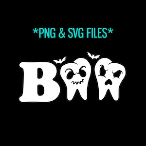 Boo Dentista Dental Higienista Asistente Halloween SVG y PNG Vector Clipart