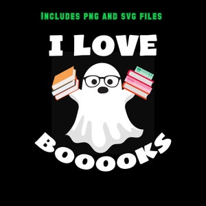 Ghost Books Librarian Halloween Library Costume Funny SVG and PNG Vector Clipart