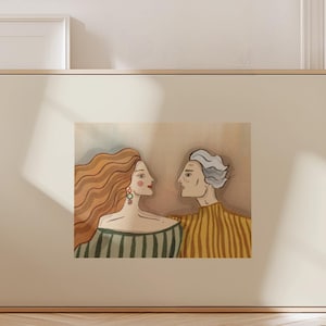 Mann und Frau Illustration Poster, Liebende Druck, Liebhaber Porträt, Feminine und Maskuline Kunst, Liebe Kunst, Paar Liebe Wand Kunst Druck, Liebe Kunst