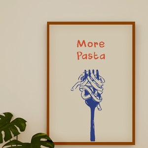 Más impresiones de pasta, impresiones de espaguetis, comida italiana, arte de pared de cocina, club de amantes de la pasta, póster de restaurante retro, boceto de comida, impresión de comida de arte pop