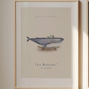 Whale Wall Art Print, Children&#39;s Bedroom Poster, Baby Shower Gifts, Thoughtful Gift Idea, Kids Room Decor, Nursery Printable, Blue Whale Art
