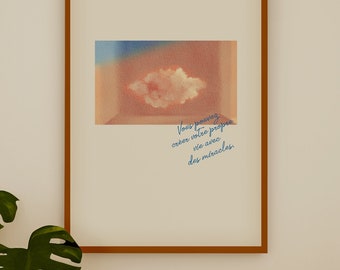 Cloud Painting, Vintage CLOUD PRINT, Dream Wall Poster, Surreal Artwork, Lucid Dream Poster, Pink Minimalist Cloud Poster, Dream Printable