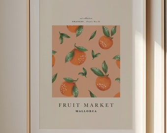 Stampa artistica "Mercato delle arance": decorazione murale vintage per la cucina (download digitale)