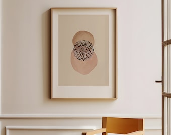 Polka DOT ART, Neutral Print Beige Abstract Shape, Modern Minimalist Home Decor, Printable Gift, Blush Pink Abstract Wall Art, Bedroom Decor