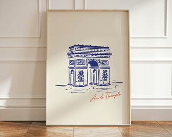 Paris Wall Art, Arc de Triomphe Print, Paris Architecture, Paris Art Deco Travel Posters, France Wall Art Decor, City Poster, Traveller Gift