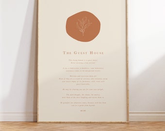 Rumi's Poem Poster, Guest House Wall Art, Tan Color Quote Prints, Minimal Brown Color Digital Download, Minimal Wall Art Prints, Wall Quote