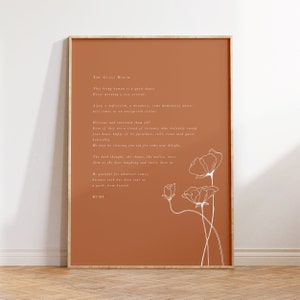 Rumi Printable Poem, The Guest House Poem Printable, Rose Color Instant Download, Quotes Printable Poster, Floral Prints